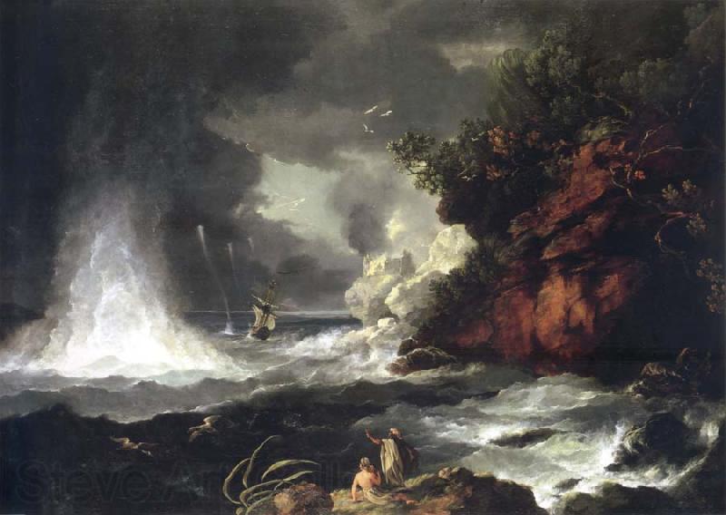 unknow artist A View of Cape Stephens in Cook-s Straits New Zealand With Waterspout